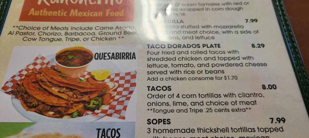 Rancherito Menu 3